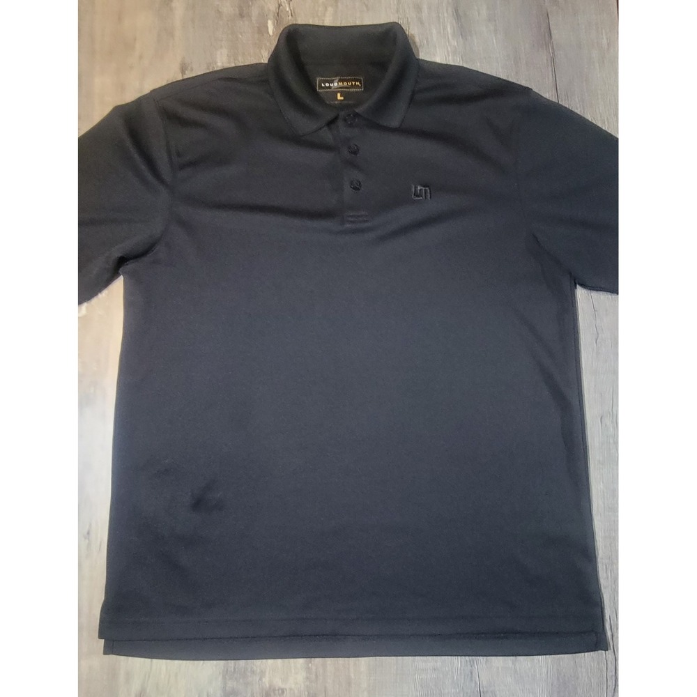 2 Loudmouth Golf Mens Large Essential Black White Solid Polo Shirt Lot - Picture 14 of 16